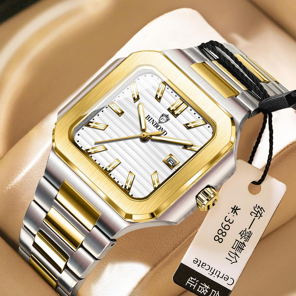Binbang Men's Large Dial Tritium Sport Watch - High-End Trendy Model