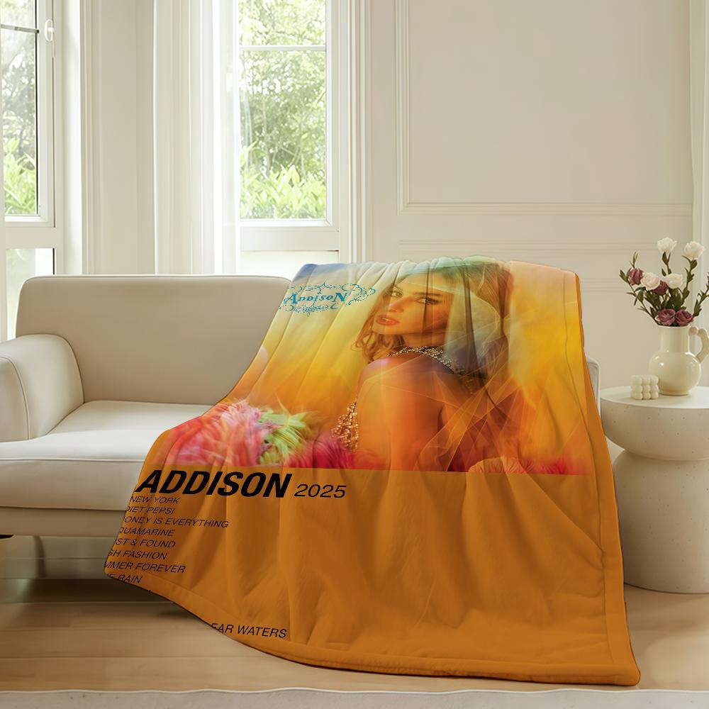 American singer Addison Rae Blanket For Sofa Office Bed Plane Travel Sleep Read Relax Camping Soft And Warm