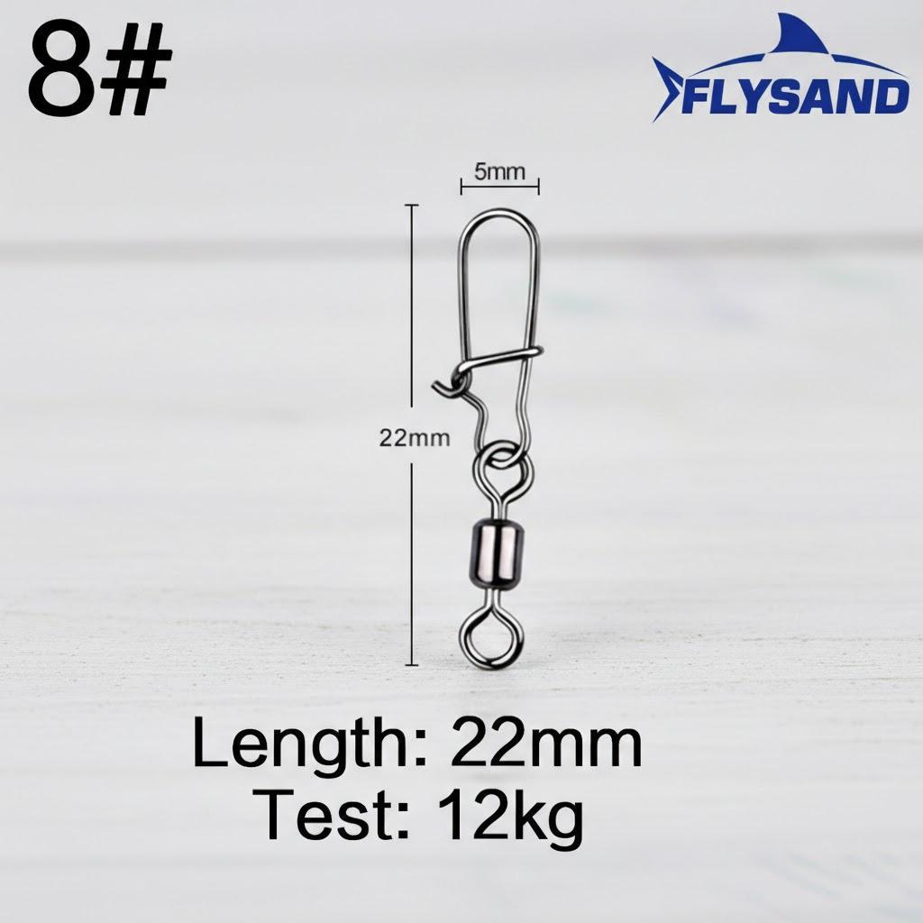 100 ШТ. Рыболовные застежки-вертлюги из нержавеющей стали, оснастка, подшипник качения, соединительные пины-вертлюги для щучьей рыбалки, аксессуары для крючков-приманок