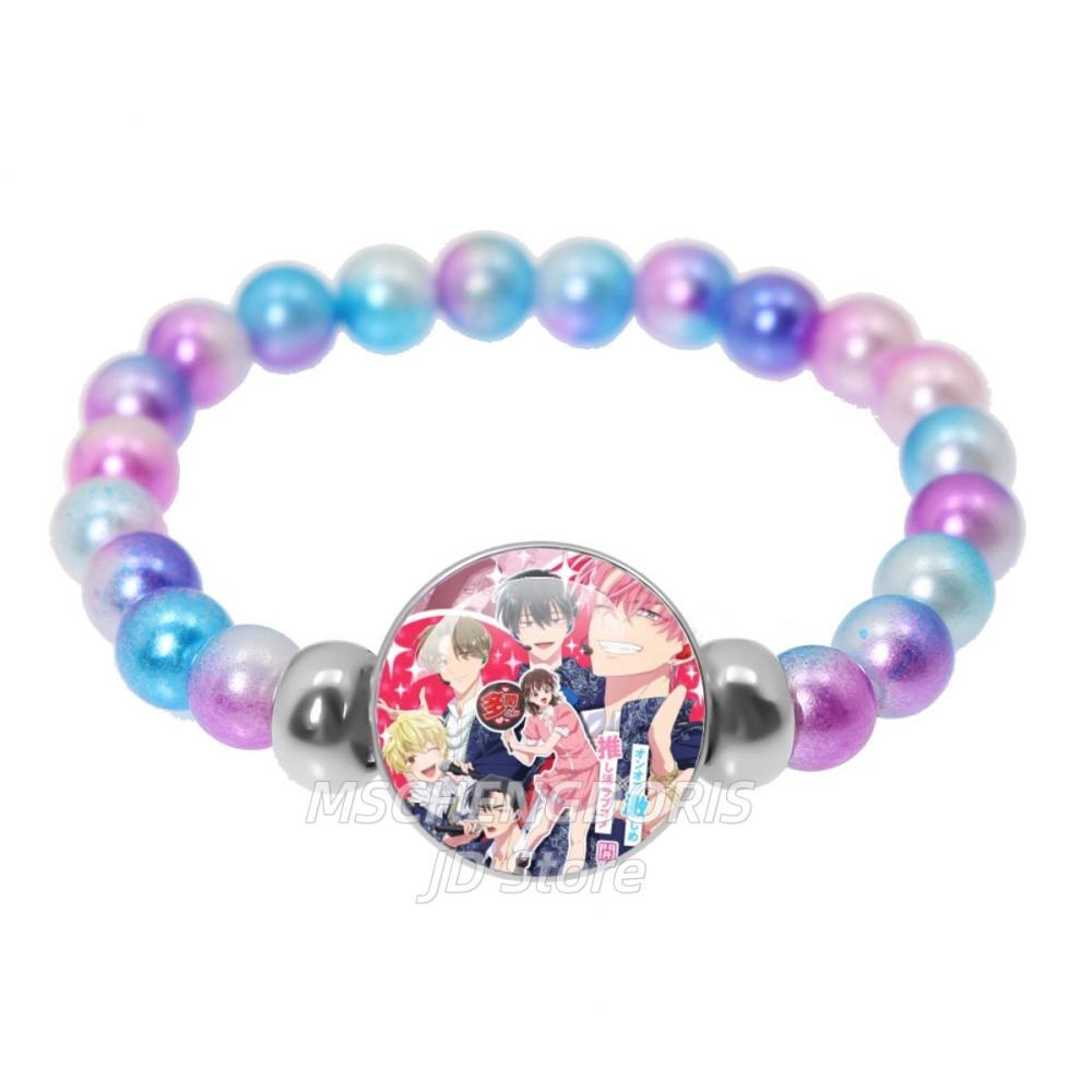 Tamon-kun Ima Docchi Anime Bracelet Fukuhara Tamon Anime Glass Cabochon Handmade Colorful Beads Bracelet Jewelry Charm Fans Gift