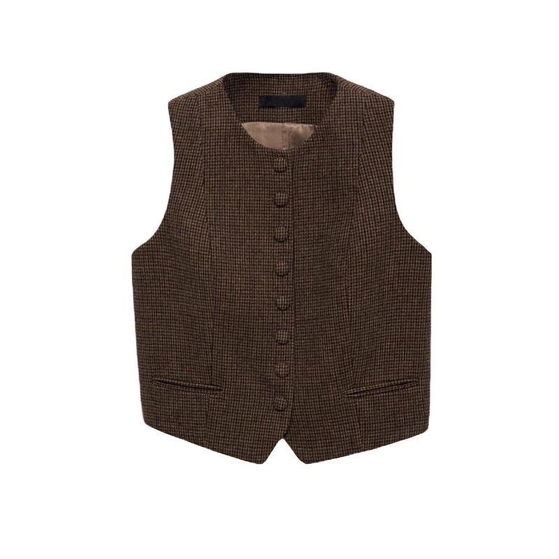 Spring New Houndstooth Pattern Jacket Outwear 8706043 4,000 Bird Grid Vest Jacket 87070434