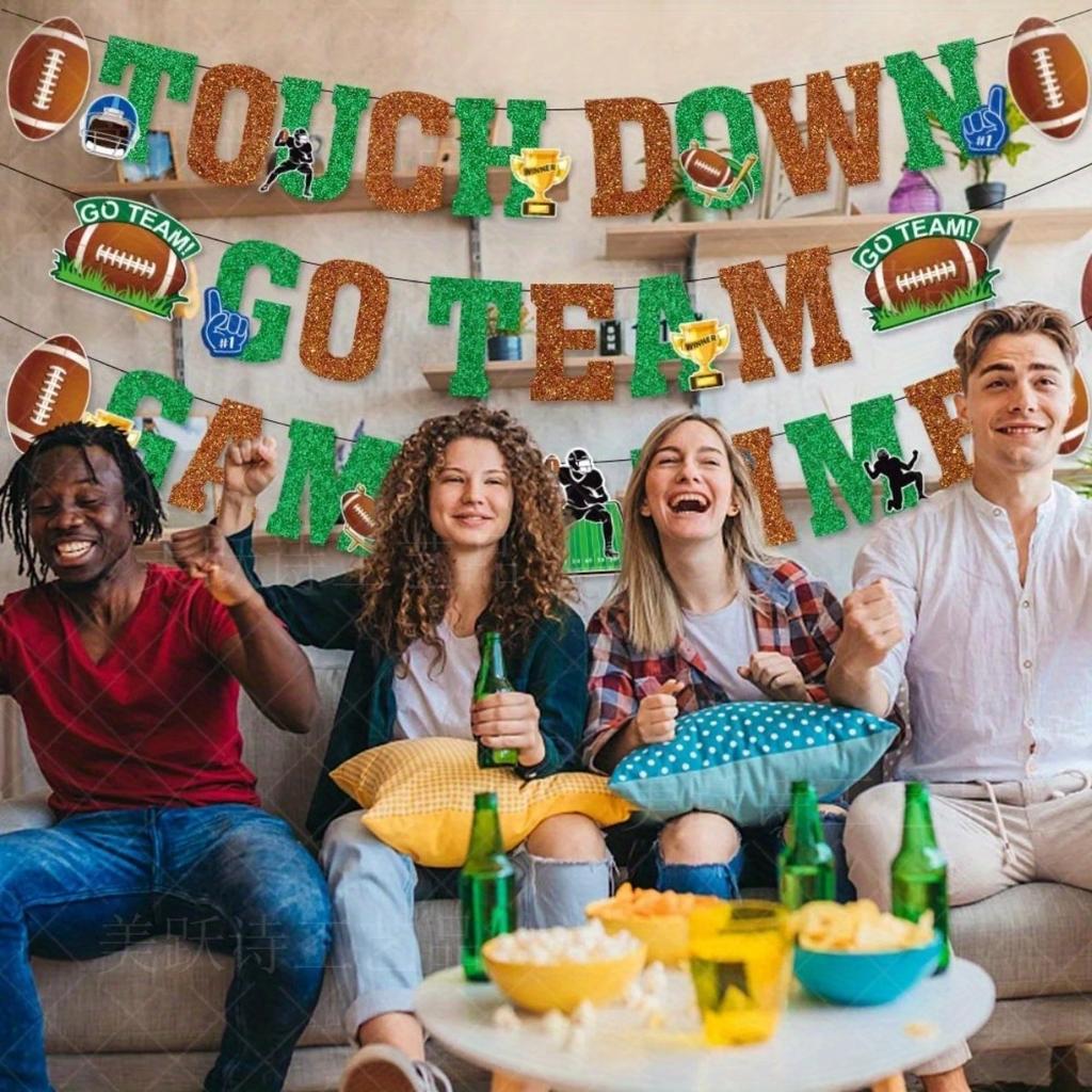 Super Bowl Banner Rugby Party Decoration Game Time Touch Down Garlands Happy Rugby Birthday Party  Scene Layout Supplies