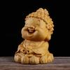 Cute Mini Shakyamuni Buddha Statue, Carved from Premium Natural Boxwood, Perfect for Soto Zen Buddhism, Zazen, or as a Laughing Buddha, Buddhist Altar