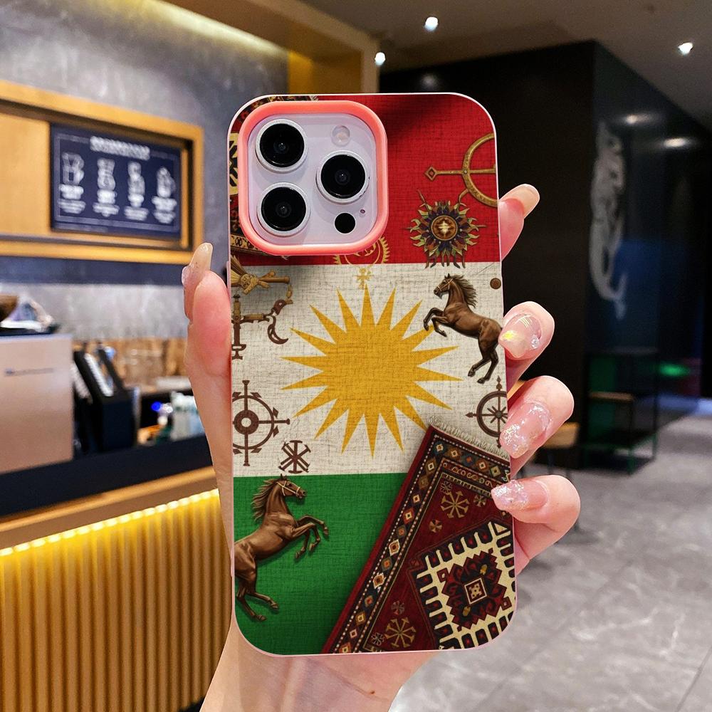 Kurdistan Flag Jelly Double layer Pink Mobile Phone Case for iPhone 17 16 15 14 13 12 11 Air Pro Max Plus Protective