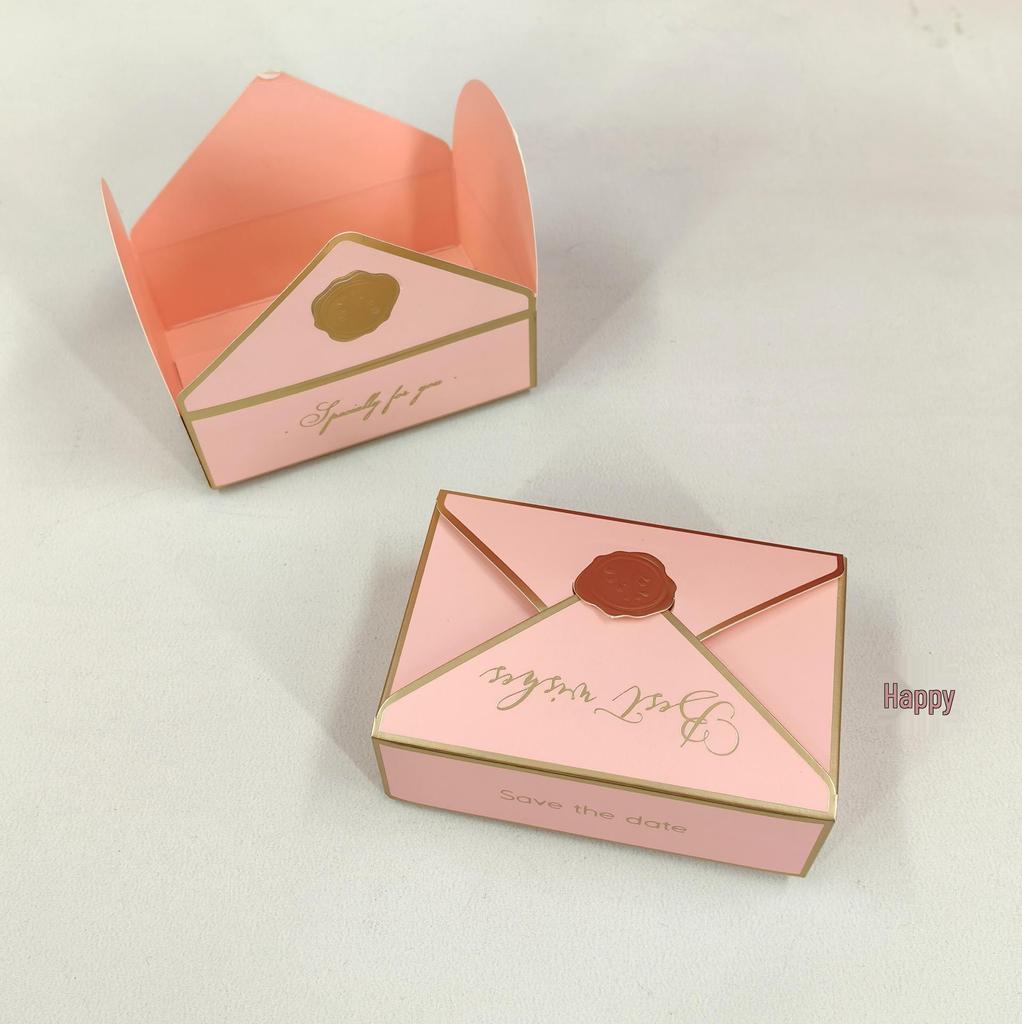 European Style Wedding Candy Box with Sealing Wax Stamp and Gold Foil, Multi-color Small Gift Packaging Box
