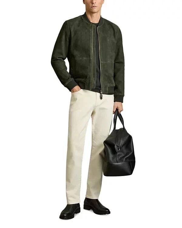 Men Jacket Suede Stylish Handmade Genuine New Green Lambskin Biker Soft Wear Fit