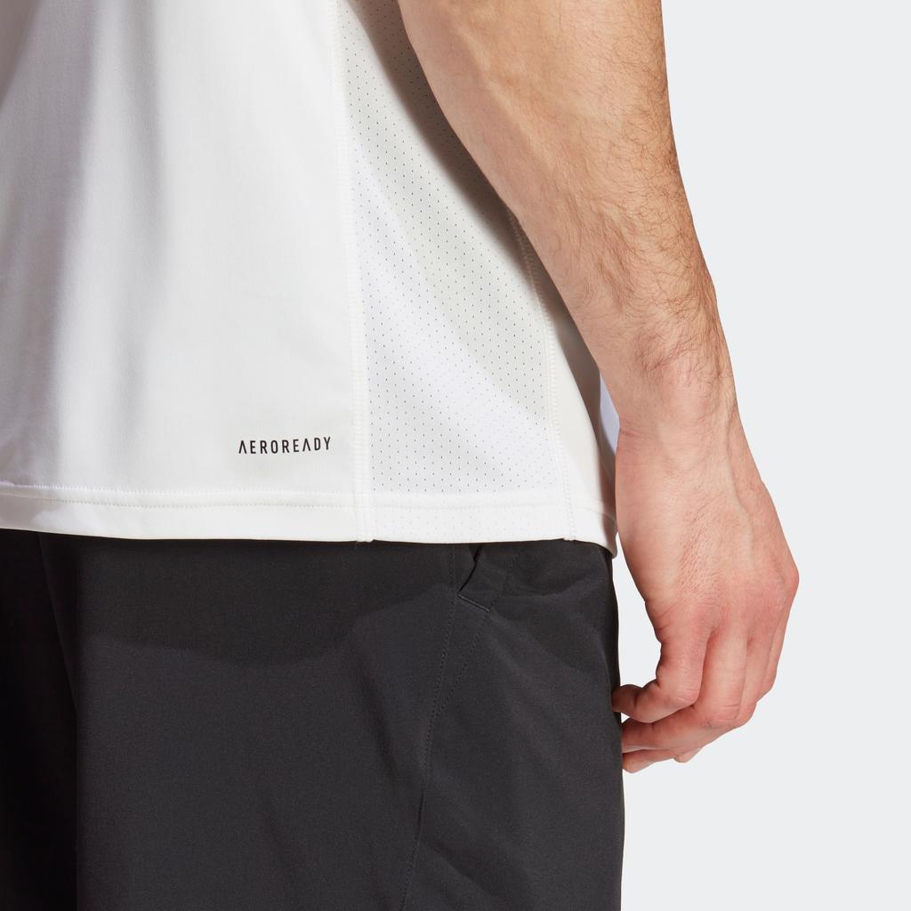 Adidas Club 3-Stripes Logo Print Tennis T-Shirt Men Tops White IS2297