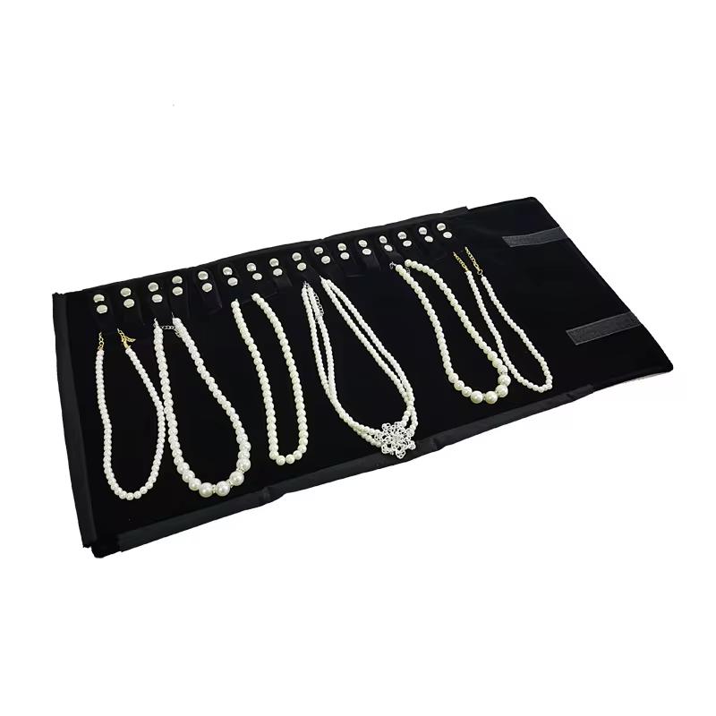 

Высококачественный Полностью черный Бархатный Дисплей для хранения ювелирных изделий Серия Сумка-ролл Кольцо Серьги Ожерелье Часы Портативная сумка для хранения Дисплей