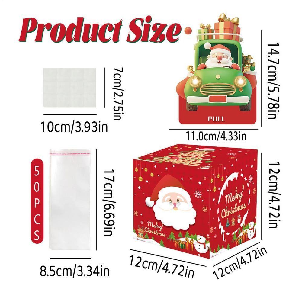 With 50pcs Transparent Bags Pull Out Christmas Money Box Merry Christmas Santa Transparent Bags Money Pulling Box DIY Snowman