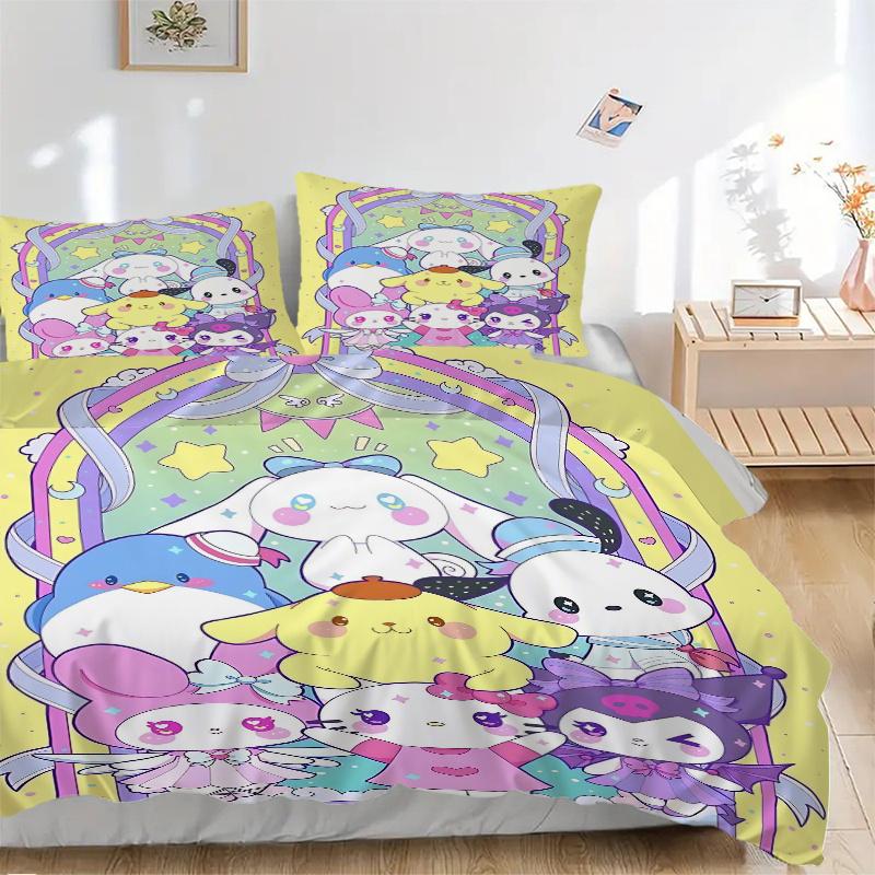 

3pcs Pastel Rainbow Friends Quilt Cover Set - Soft and Cozy Bedroom, Guest Room and Dorm Decorative Bedding 3-Piece Set 1 Quilt Cover + 2 Pillow 135x200cm