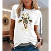 Animal Flower Print Short-sleeved T-shirt Women's Aesthetic Clothing Women's Clothing Graphic T-shirt Oversized Top