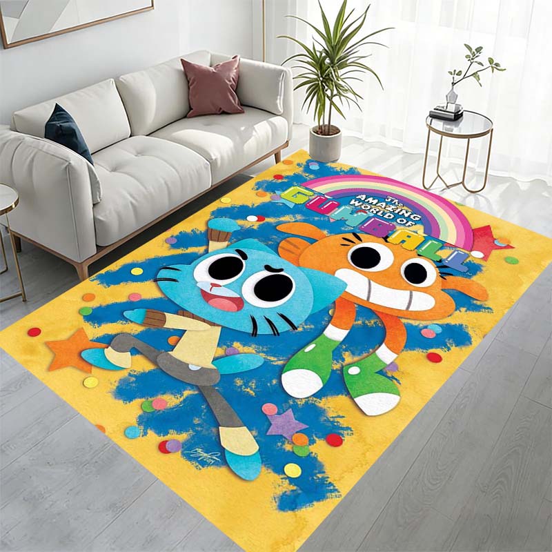 Colorful cartoon animal and anime pattern rugs in various sizes, perfect for children, suitable for bedrooms, beds, and bathrooms.