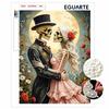 DIY Pearl Bead Art Canvas Romantic Skeleton Couple Pattern Frameless 3D Painting Kit for Bedroom Living Room Wall Decor