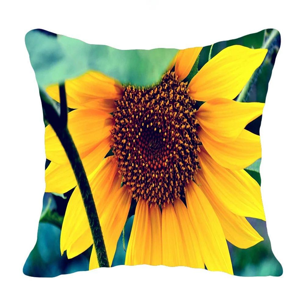 Sunflower Print Pillowcase Office Living Room Home Pillowcase Car Ornaments