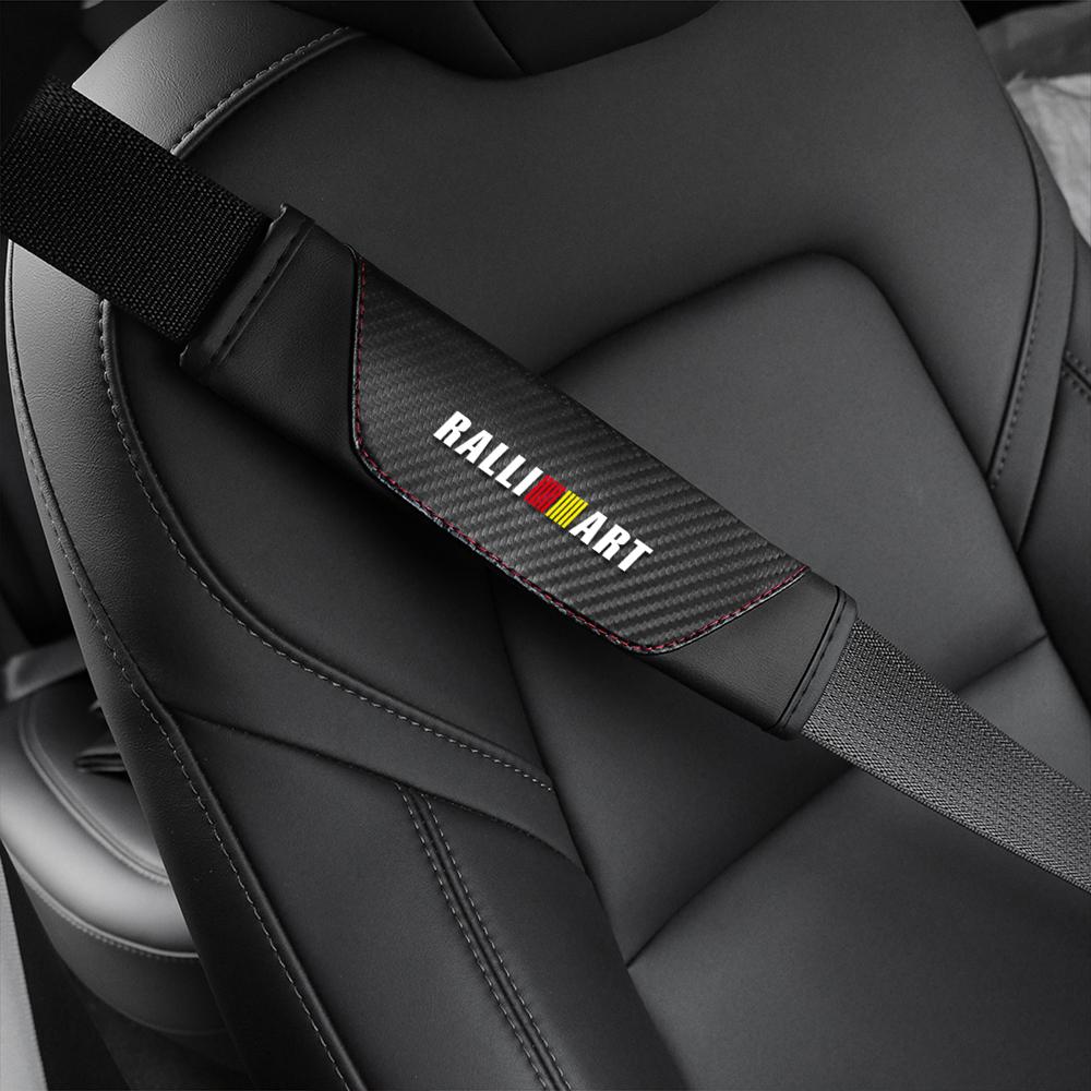 1/2Pcs Car Safety Belts Covers Leather Auto Seatbelt Shoulder Protector Cushions For Mitsubishi 9 Ralliart ASX L200 Colt Pajero
