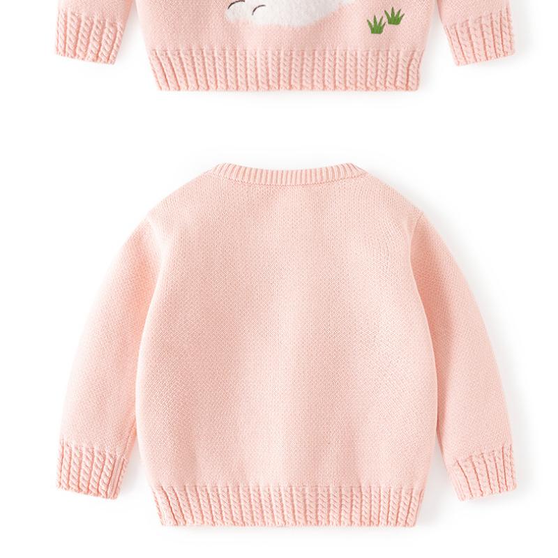 Suéter de Algodón de Punto para Niños con Conejito Primavera y Otoño Niña Suéter Dulce Suave