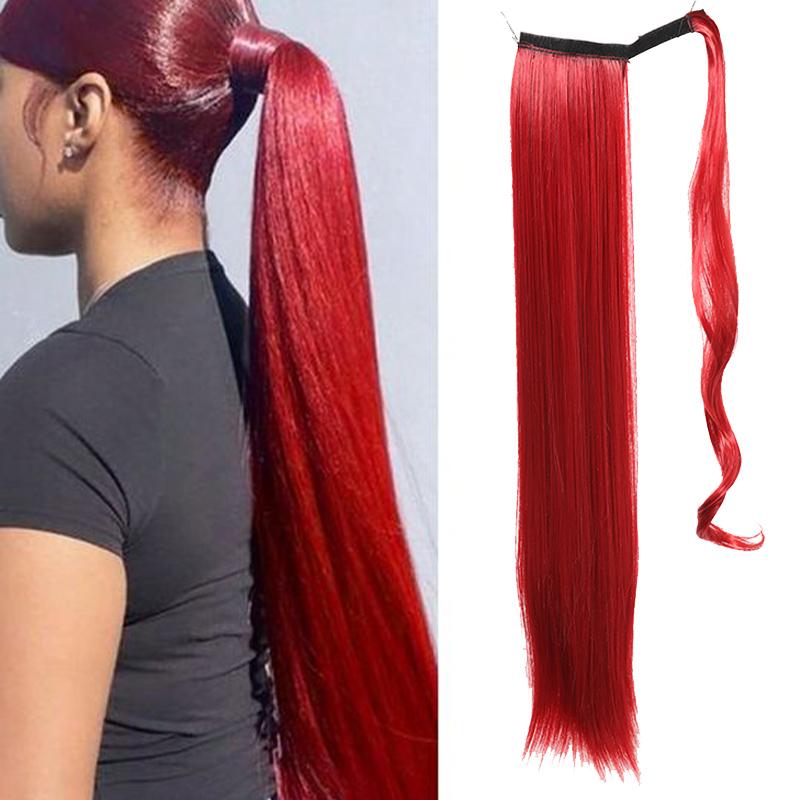 Magic stick ponytail synthetic wig long straight ponytail wig female wig heat-resistant for daily gatherings