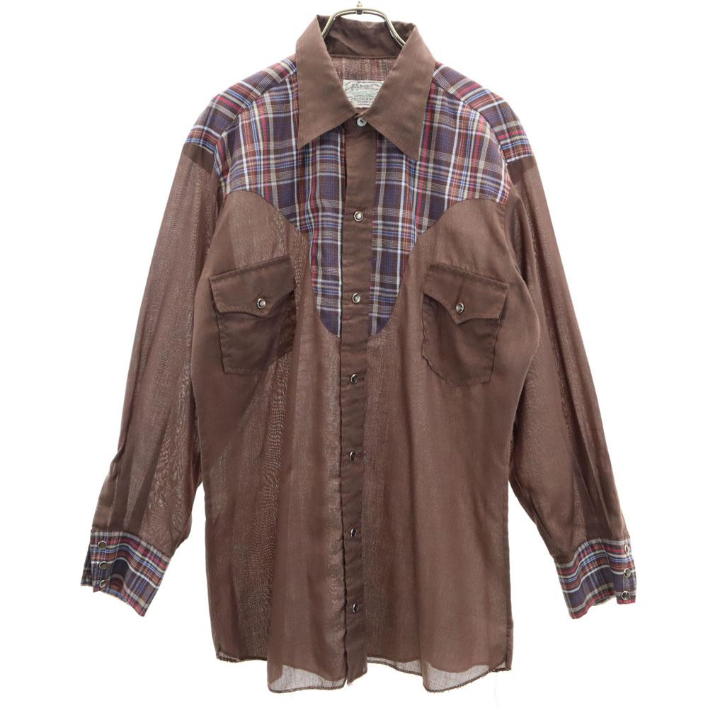 H BAR C 70s vintage Long sleeve Western shirt Brown Men's Used