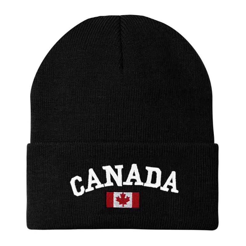 Вязаная шапка с кленовым листом Канады и вышитыми буквами для мужчин, для зимы, на открытый воздух, в холодную погоду чёрный