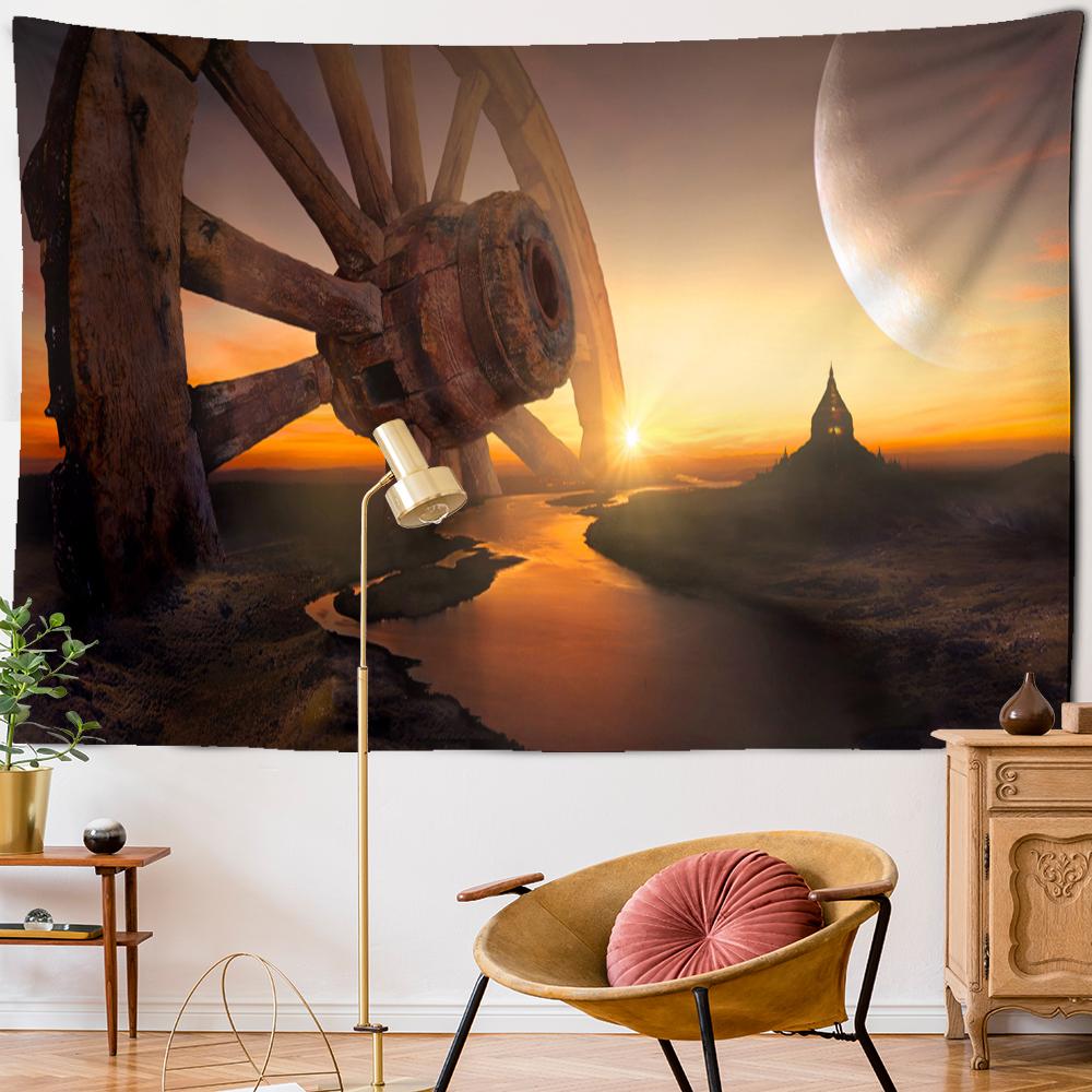 Science Fiction Oil Painting Tapestry Wall Hanging Bohemian Cartoon Hippie Psychedelic Carpet Art Room Home Decor