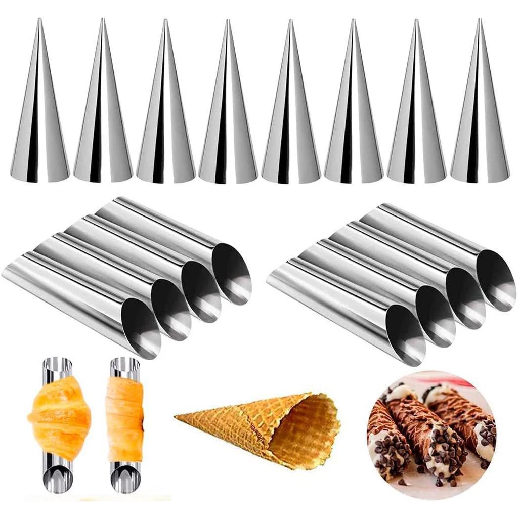 Non-stick Stainless Steel Baking Cones Danish Pastry Roll Forms Croissant Cream Horn Mold Cannoli Tubes