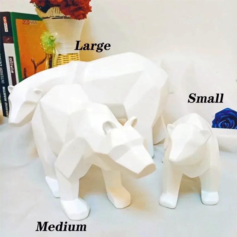Home Decor Creative Geometric Resin Polar Bear Statue Fashion Desktop Ornament Modern Abstract Animals Interior Decorating Gift
