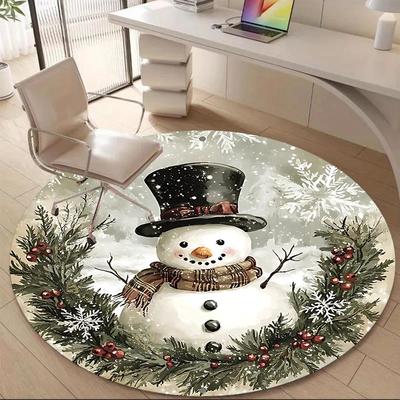 1 Stück Winterwunderland Büro Runder Teppich, Matte Geeignet Für Büro, Unter Bürostühlen Schlafzimmer Wohnzimmer Heimdekoration, Zimmer Deko