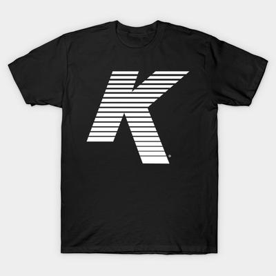 Men Black Print T-shirt Zildjiann K Logo White Ink No-Cut Transfer Paper Print Cotton Tshirt