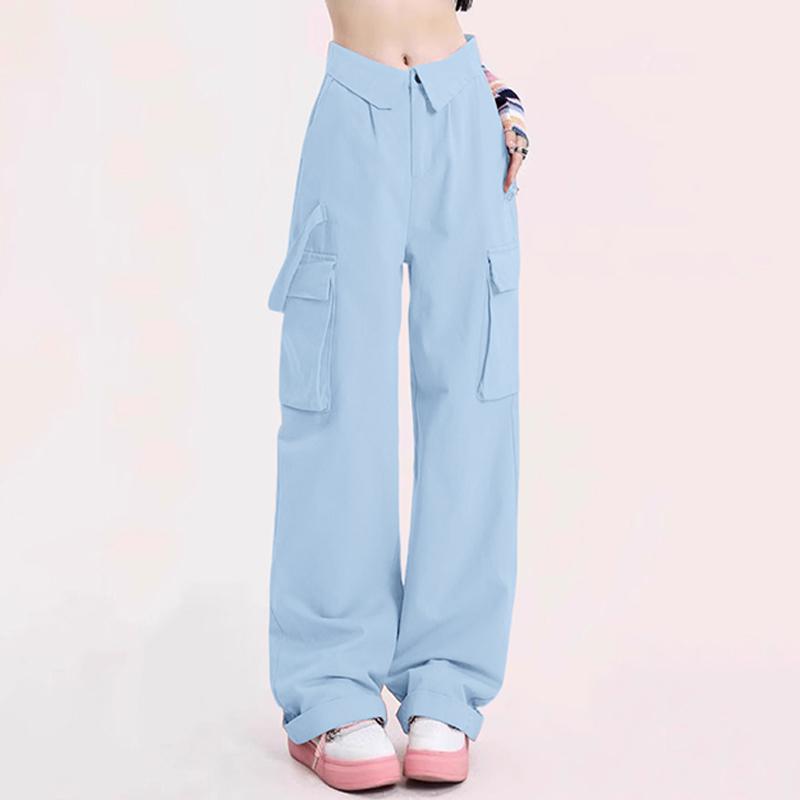 

ZANZEA Womens Casual Solid Color Loose Long Pants 5XL хакі