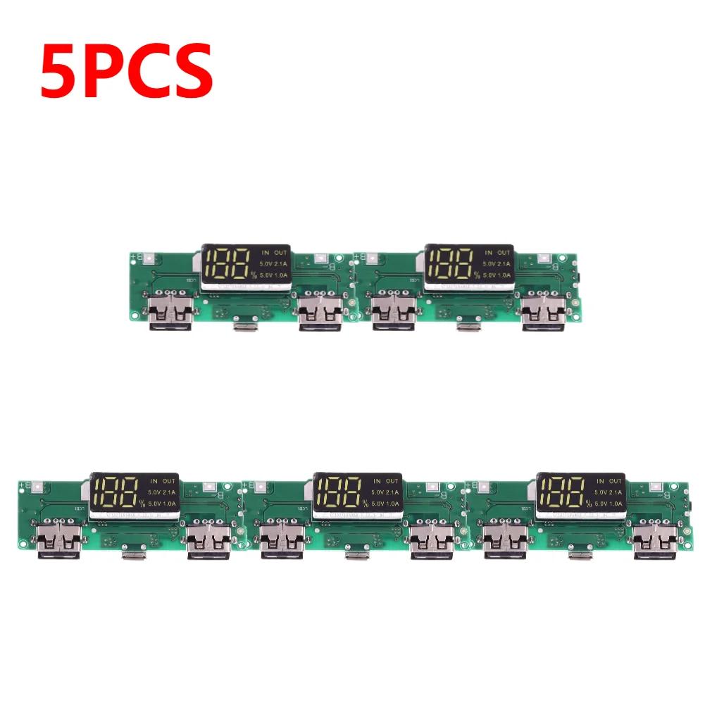 1-10pcs Mini 18650 Charging Module LED Dual USB 5V2.4A 2A /1A Micro/Type-C USB Mobile Power Bank Lithium Battery Charger Board