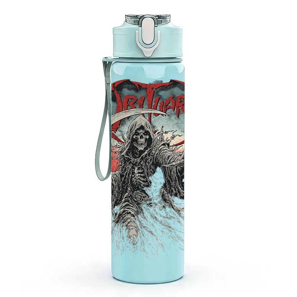 1PC Dark Skull Gothic Retro Art Print 750ml Portable Sports Water Bottle Leakproof Gym Outdoor Travel Drink Cup