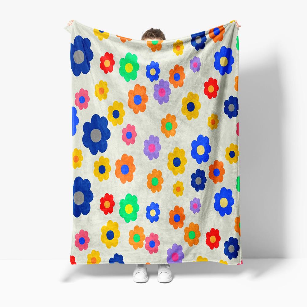 

unframed Cute Floral Print Fleece Blanket Soft Warm Throw Blanket for Kids Teens Adults Gift 75x100cm