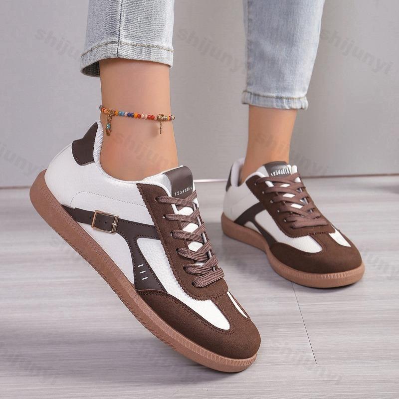 Fashion Women's Casual Shoes 2025 Buckle Sneakers Soft Bottom Anti-Slip Flat Bottom Board Shoes Retro Sports Comfortable Leisure Shoes