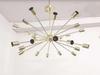 24 Light Elegant Ceiling Down Rod Pendant Mid Century Modern Raw Brass Sputnik chandelier light Fixture