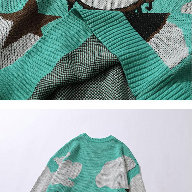 Vintage Cartoon Anime Gestrickte Pullover Männer Winter Übergroßen männer Rock Hip Hop Rap Pullover Frauen Jumper Hässliche Pullover