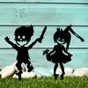Yousheng Halloween Garden Stake Metal Art Flying Witch Sign Skeleton Zombie Children Stake for Outdoor Yard Decoration Housewarming Gift