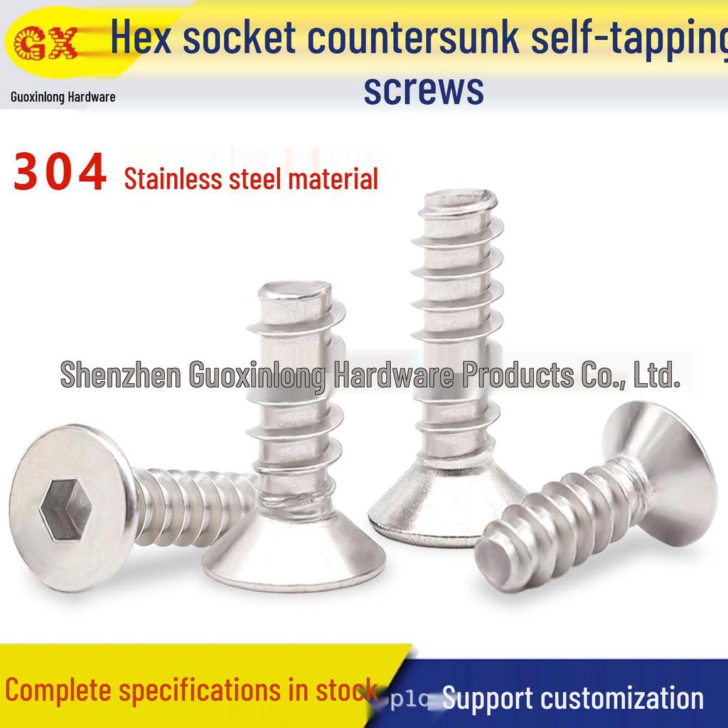 304 Stainless Steel Flat Cup Hex Socket Self-Tapping Countersunk Screw KB1.7M2M2.6M3*5-9-22