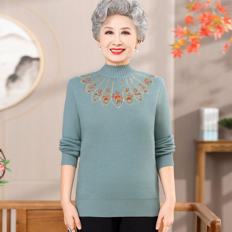 

Женская одежда Осень и Зима Новая Мода Свитер Одежда для Мамы Свитер с Плюшем Базовый Свитер с Полувысоким Воротником для Женщин 3XL зелёный