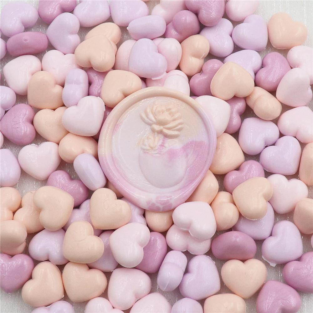100pcs Fat Love Lacquer Wax Grains Heart-shaped Mixed Color DIY Hand Accounts Envelopes Sealed Wedding Invitation Decoration