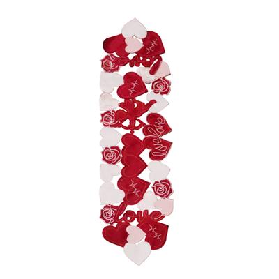 Valentine"s Day Love Heart Proposal Embroidery Table Runner Placemats, European Style Love Heart