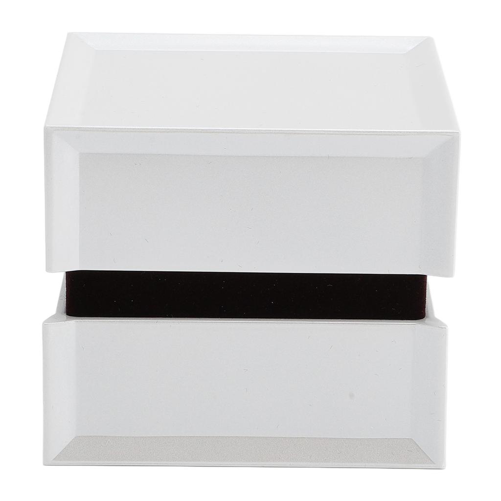 Smyckesring Presentförpackning Lyxig Fyrkantig Liten Sammet Ringförpackning för Förlovning Bröllop Vit