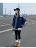 Padded jacket women's new winter student American retro high street striped padded jacket bread jacket thickened padded jacket