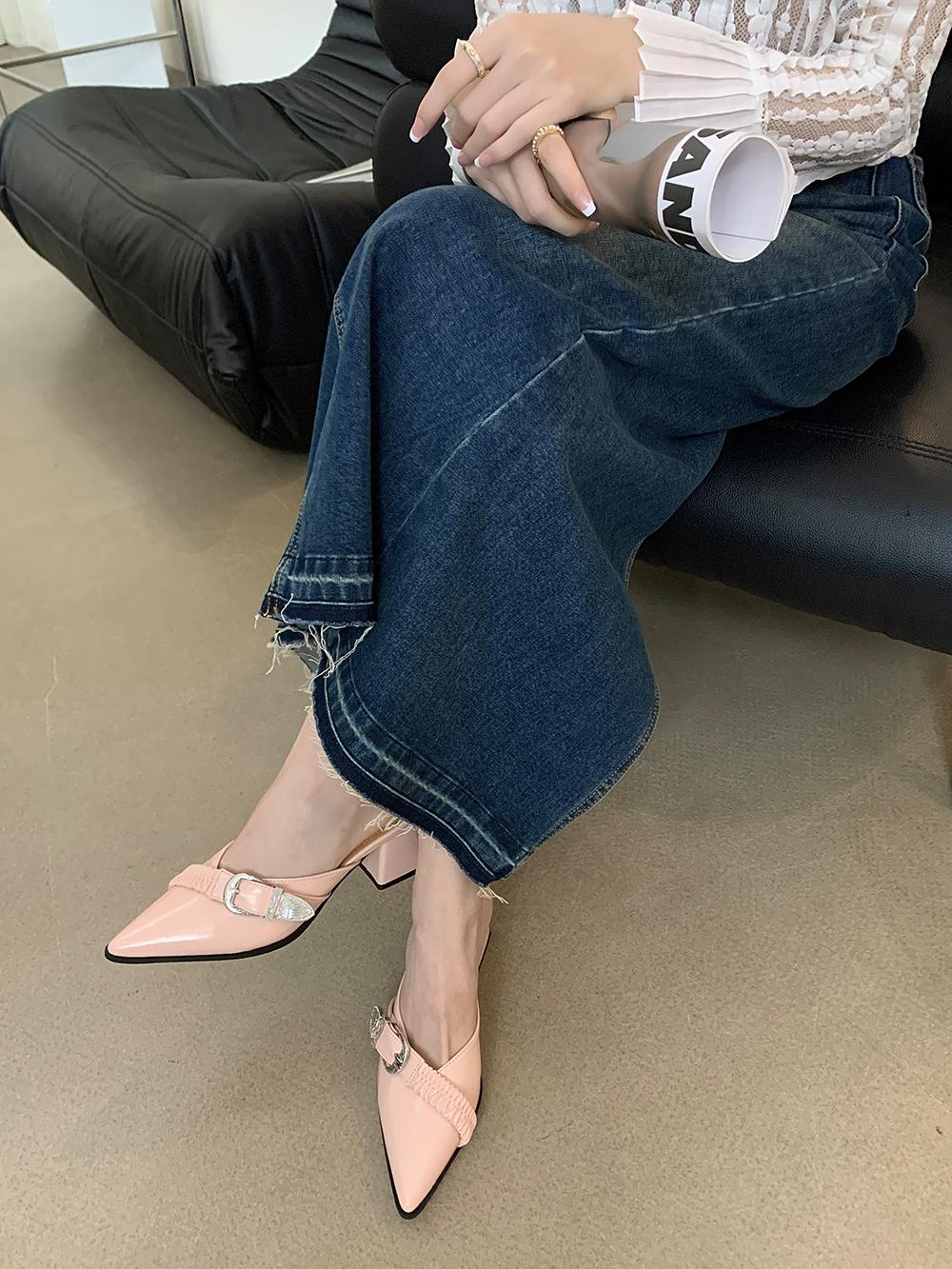 модные туфли с острым носком женские туфли-лодочки туфли на толстом высоком каблуке — фото 7