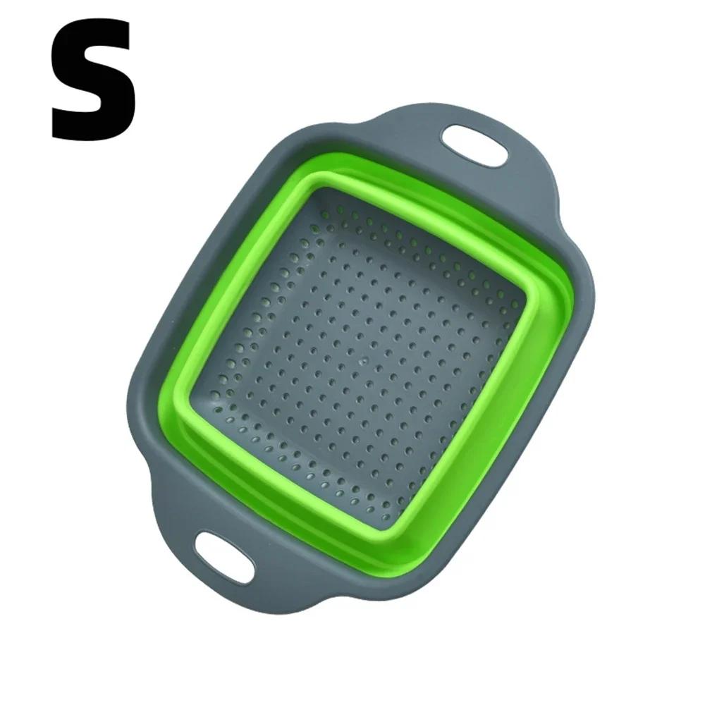 Silicone Folding Drain Basket Collapsible Drainer Fruit Vegetable Washing Basket Foldable Strainer Colander Fruit Cleaning Basin
