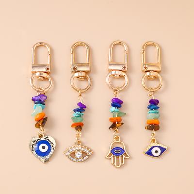 Fashion Evil Eyes Keychain Colorful Stone Key Ring Pendants for Women Girls Handbag Decor DIY Handmade Jewelry Key Chain Gifts