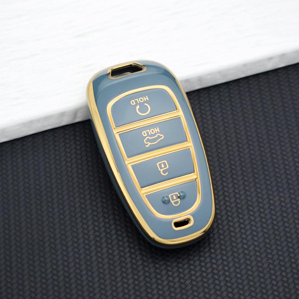 4 Tasten TPU Auto Schlüsselabdeckung Halter Schale für Hyundai Tucson Sonata Solaris Hybrid Nexo NX4 Santafe Auto DN8 Schlüsseltasche Schlüsselanhänger