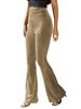 Women's Fashion Sexy High Waist Gold Velvet Ribbed Flared Pants
