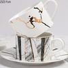 Gilded Marble Texture Ceramic Cup&saucer Dining Table Coffee Cup Milk Tea Mugs Afternoon Tea Teacup Fruit Juice Container
