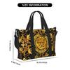 Goldener Löwe Barockmuster Reise-Duffelbag Personalisierte Weekender Übernachtungstaschen mit Schultergurt Unisex Sport-Gymnastiktasche