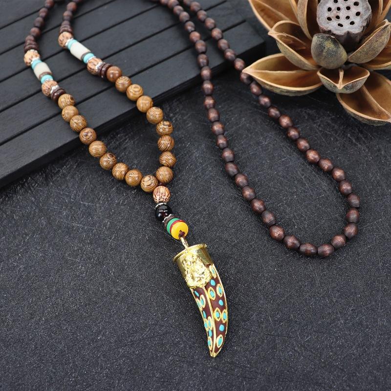Nepalese style retro long necklace men's and women's simple Tibetan pendant literary and versatile sweater chain accessories